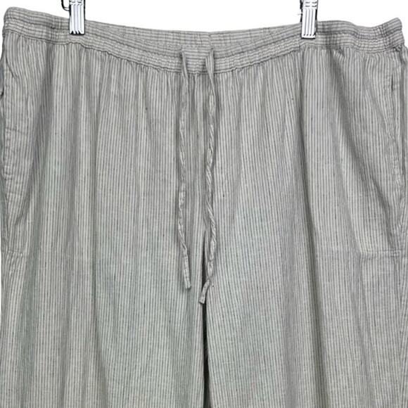 Merona Women XXL Linen Blend Wide Leg Drawstring Thin Blue/White Striped Pants - Picture 1 of 10